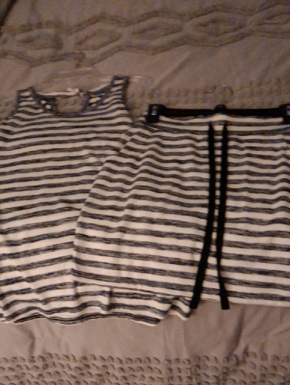 Striped Tank Top and Skirt Set in Blue & White
